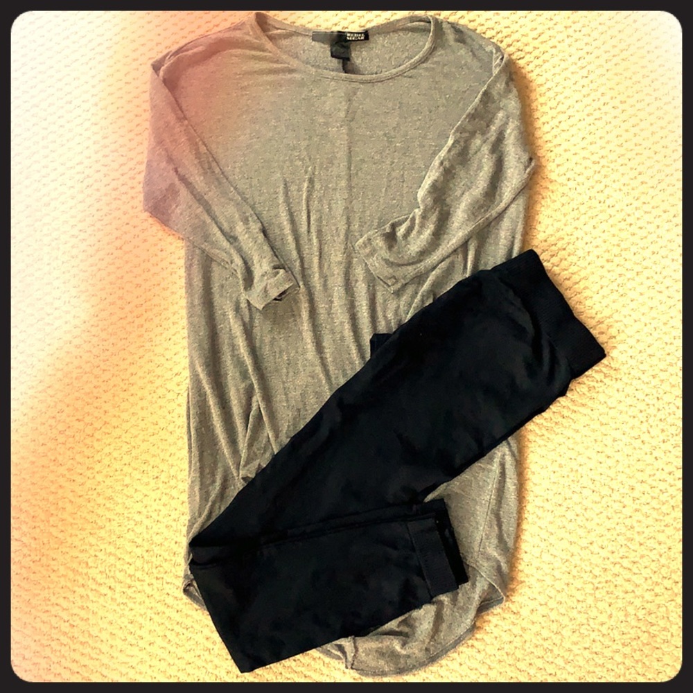 Tunic and black leggings